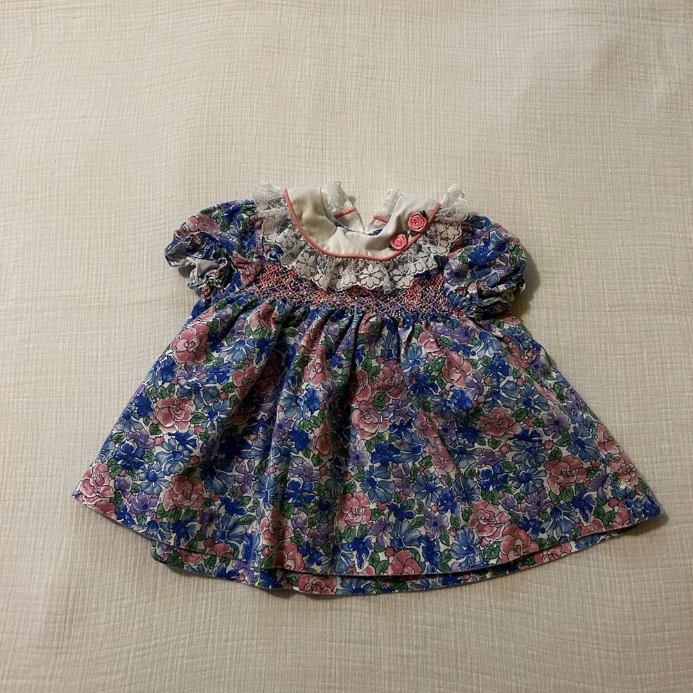 Vintage carters smocked floral dress size 6m